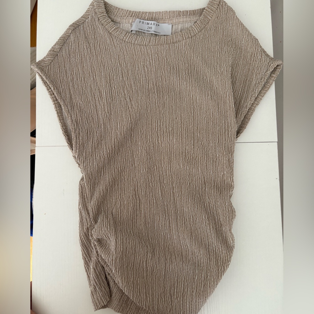 Primark Taupe Crinkle Knit Top